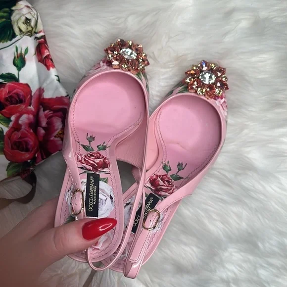 Dolce & Gabbana peonie floral kitten heel shoes Size 41 - Picture 3 of 7